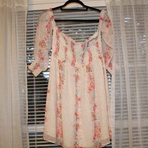 En Creme Floral Off-Shoulder Dress